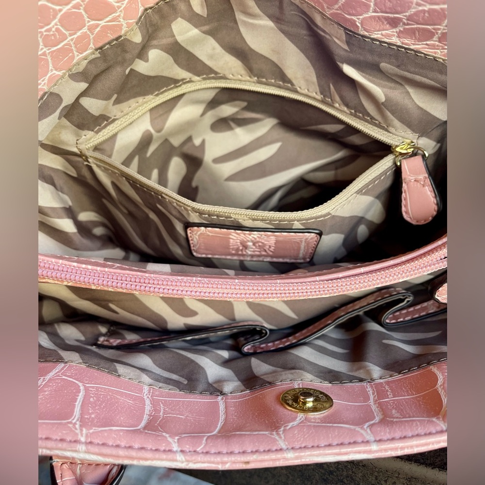 Anne Klein Blush Crocodile-Patterned Satchel - image 4